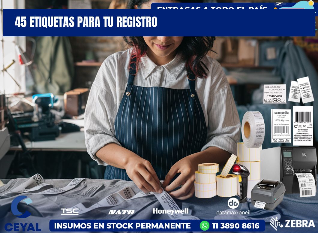 45 etiquetas para tu registro