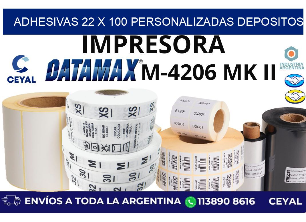 adhesivas 22 x 100 personalizadas depositos