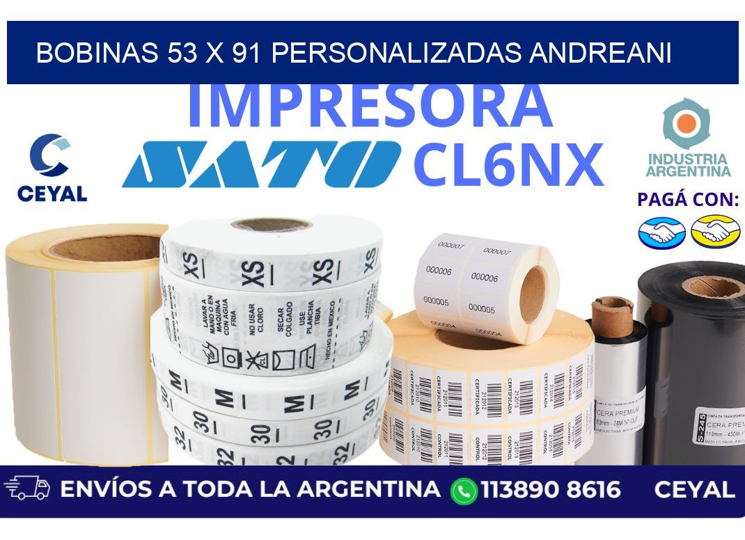 bobinas 53 x 91 personalizadas andreani