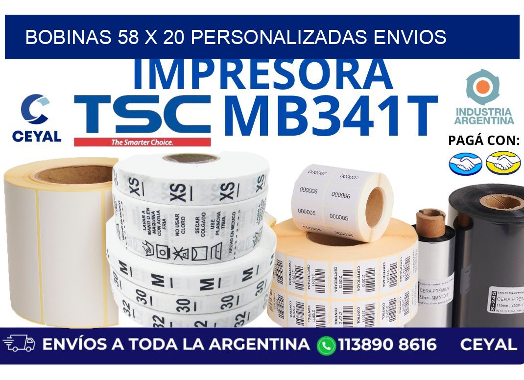 bobinas 58 x 20 personalizadas envios