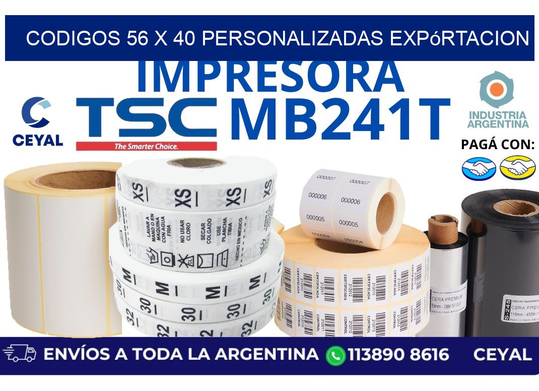 codigos 56 x 40 personalizadas expórtacion