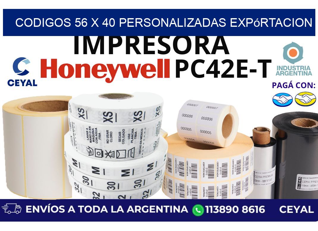 codigos 56 x 40 personalizadas expórtacion