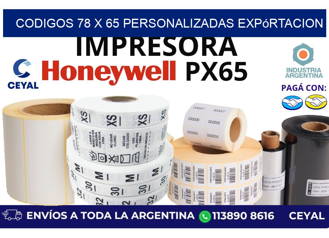codigos 78 x 65 personalizadas expórtacion