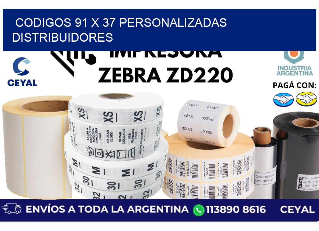 codigos 91 x 37 personalizadas distribuidores