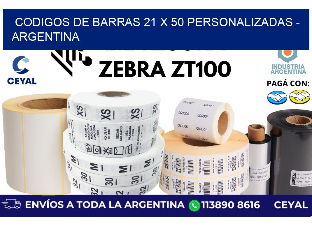 codigos de barras 21 x 50 personalizadas - Argentina