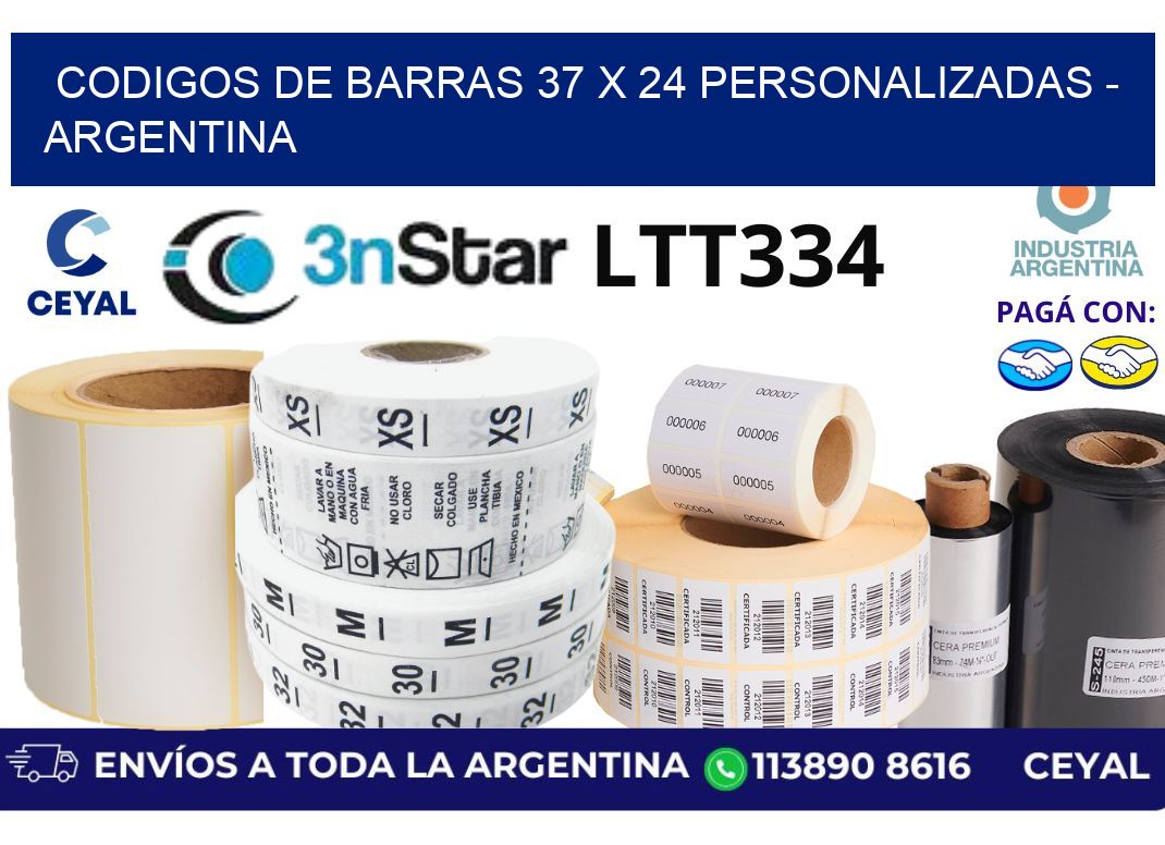 codigos de barras 37 x 24 personalizadas - Argentina