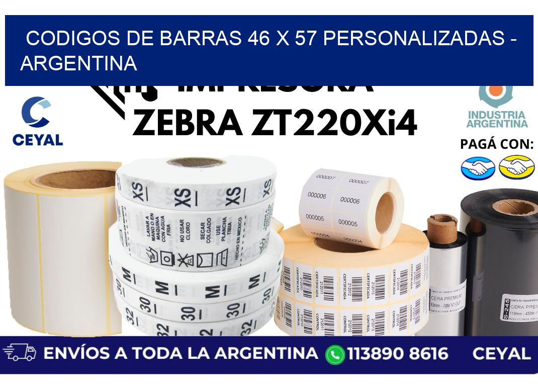 codigos de barras 46 x 57 personalizadas - Argentina