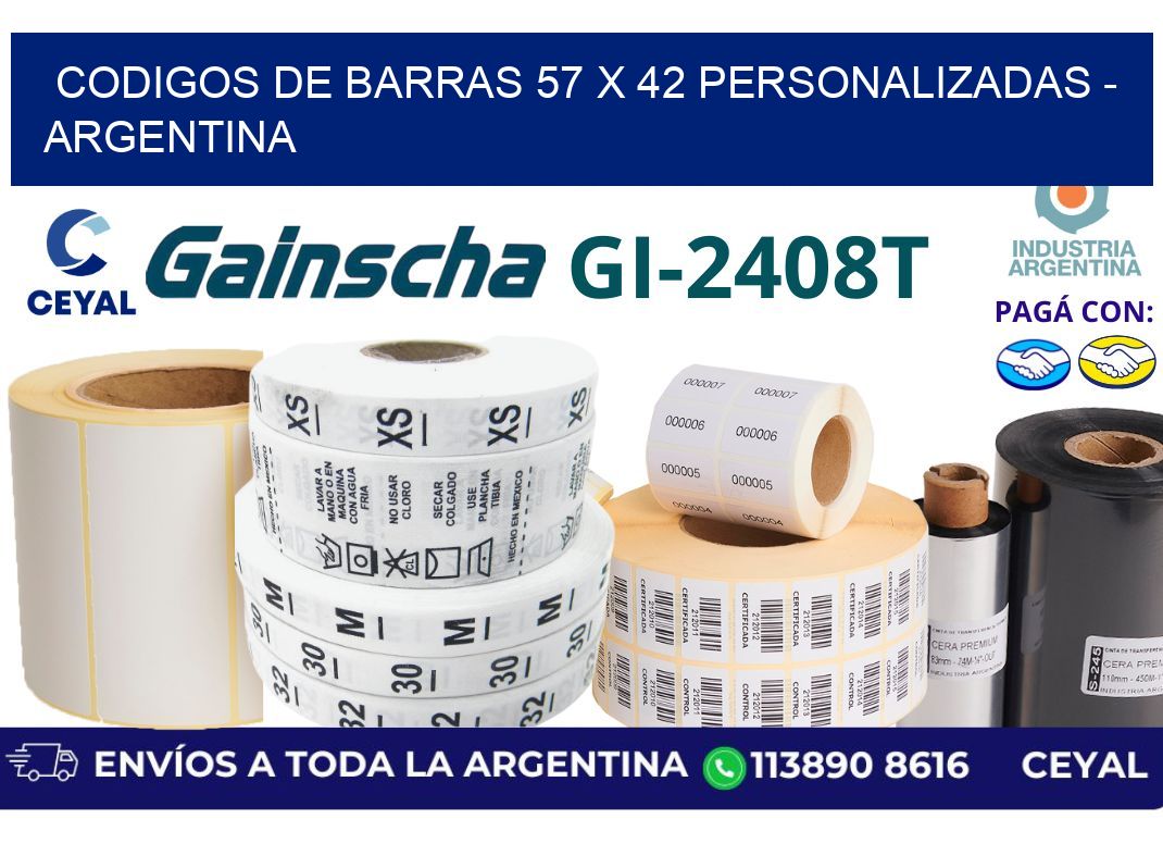 codigos de barras 57 x 42 personalizadas - Argentina