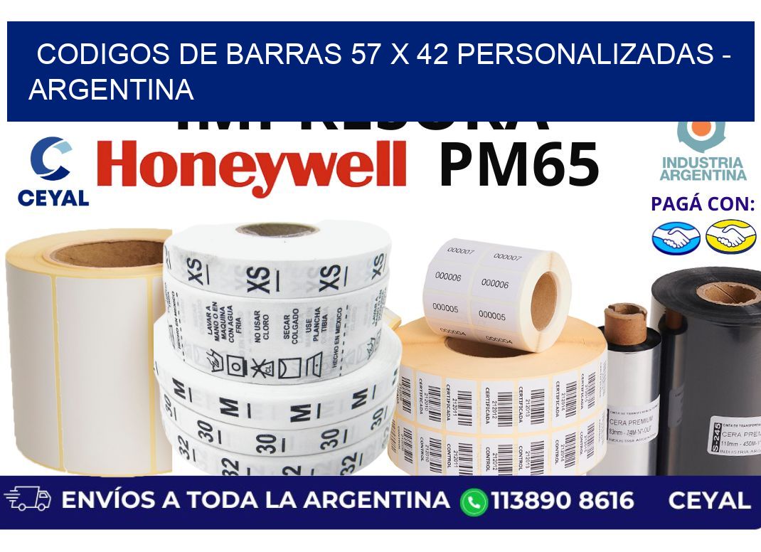 codigos de barras 57 x 42 personalizadas - Argentina