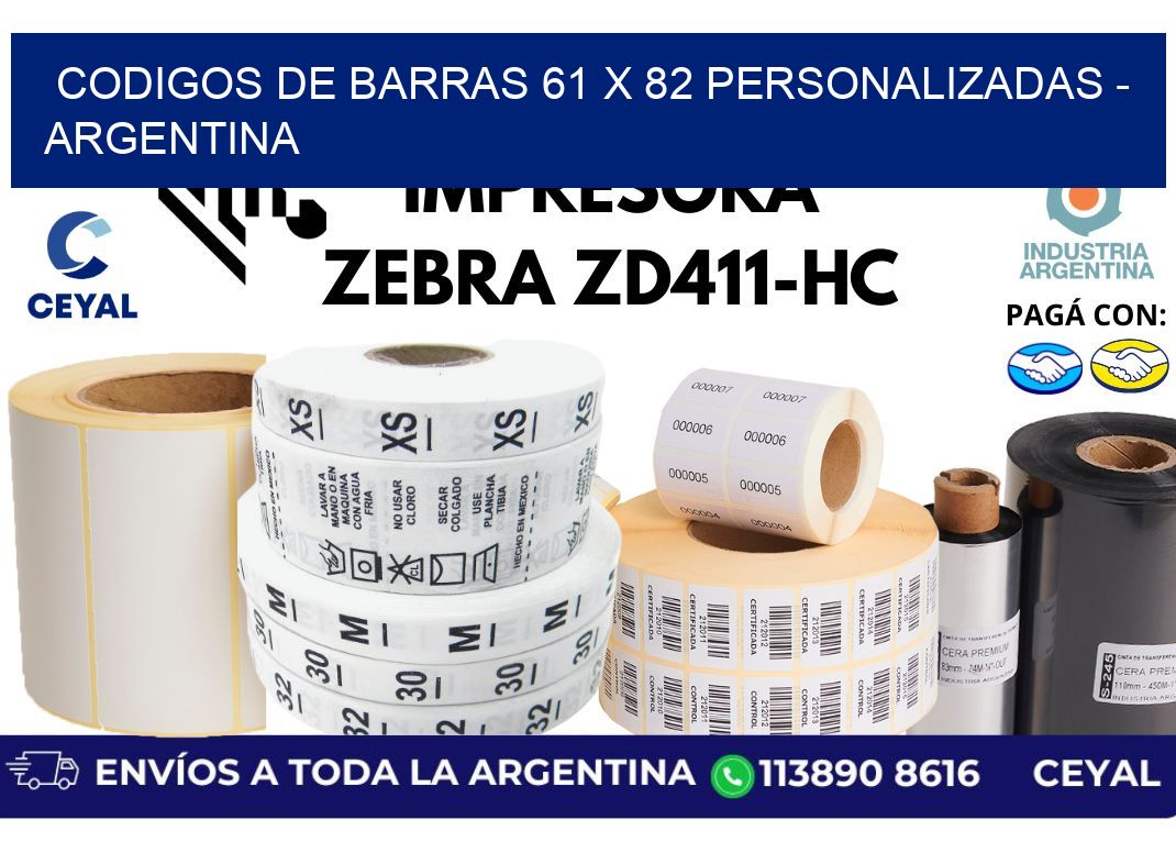 codigos de barras 61 x 82 personalizadas - Argentina