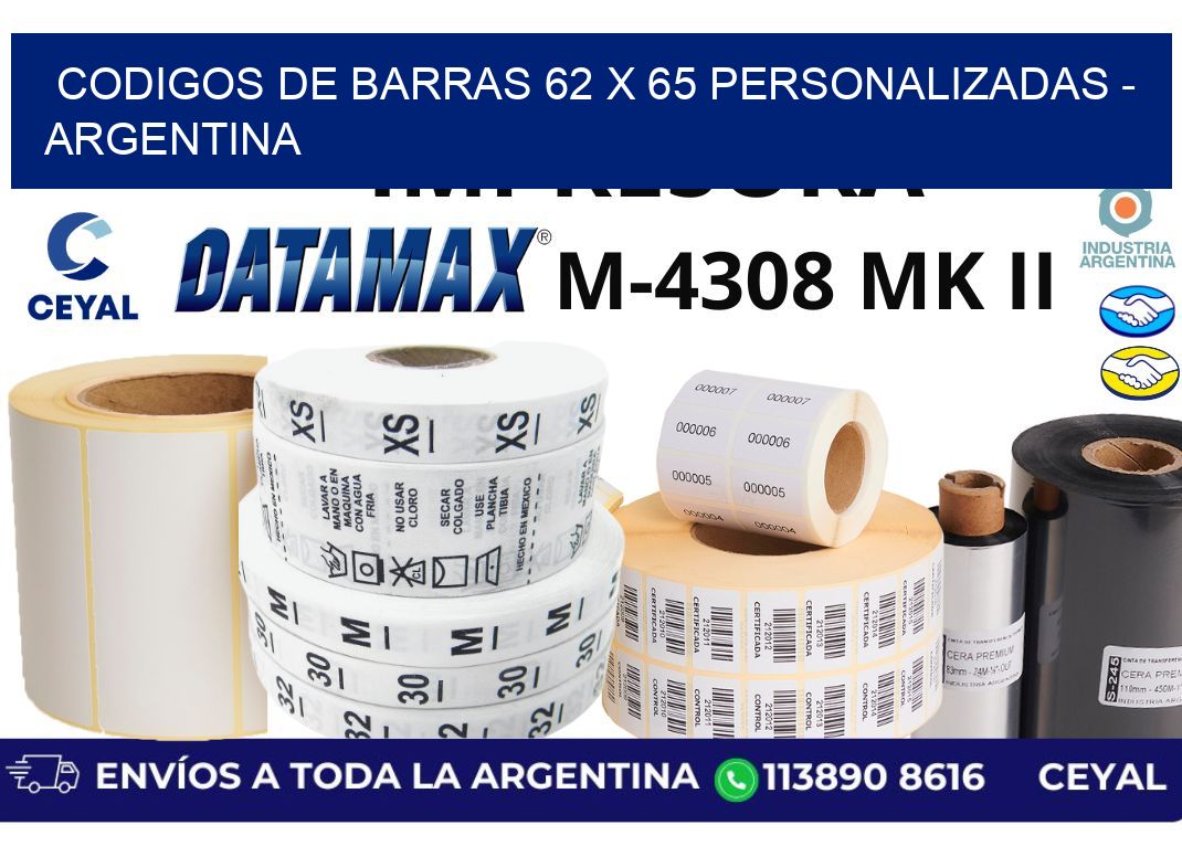 codigos de barras 62 x 65 personalizadas - Argentina