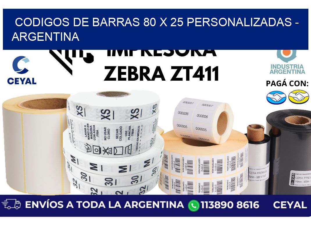 codigos de barras 80 x 25 personalizadas - Argentina