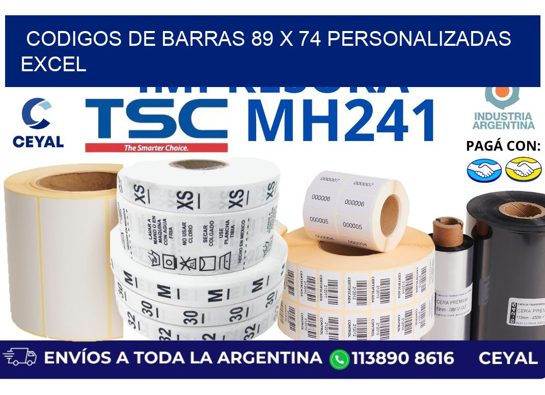 codigos de barras 89 x 74 personalizadas excel