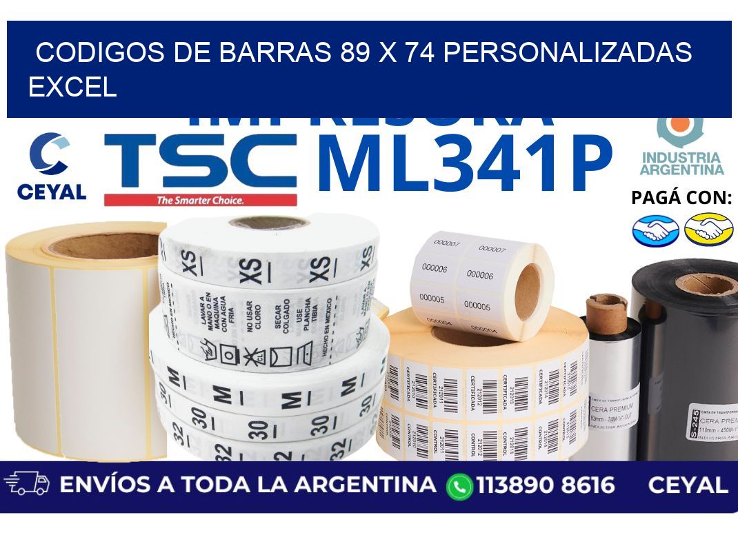codigos de barras 89 x 74 personalizadas excel