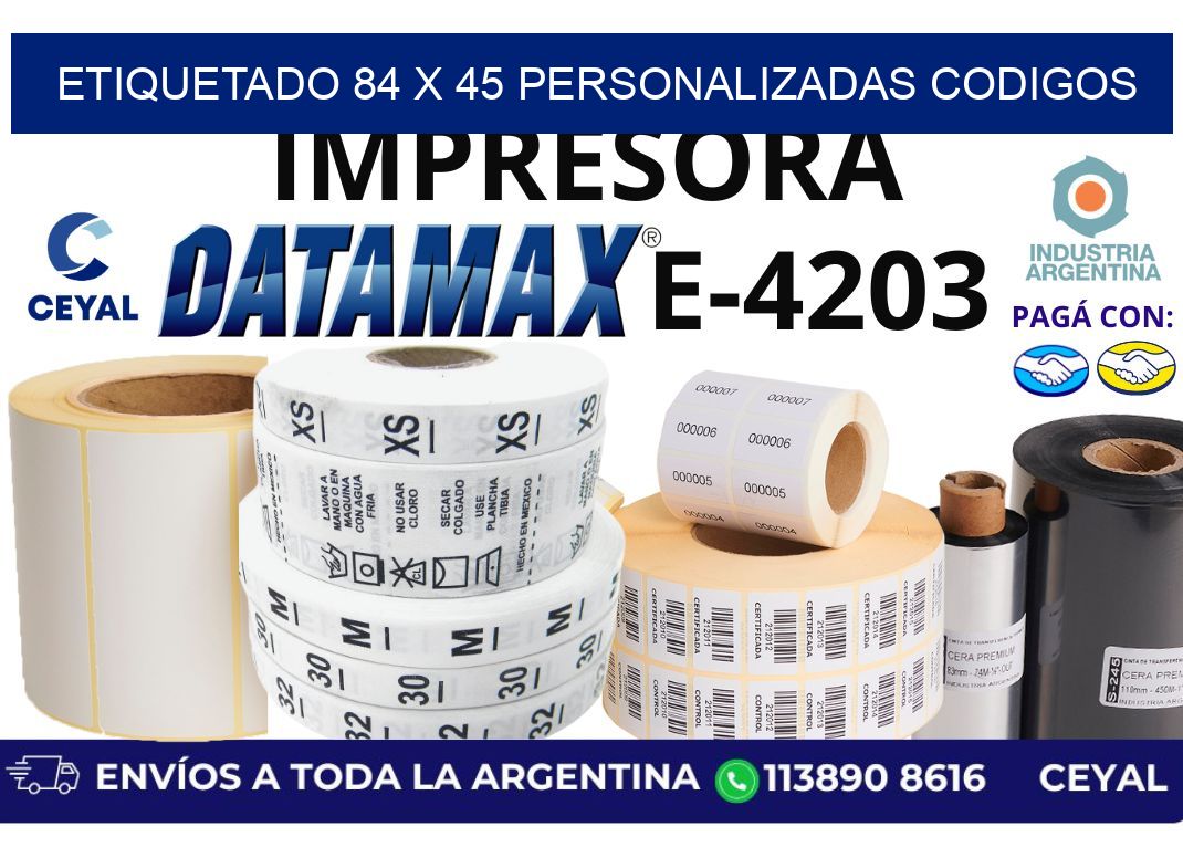 etiquetado 84 x 45 personalizadas codigos