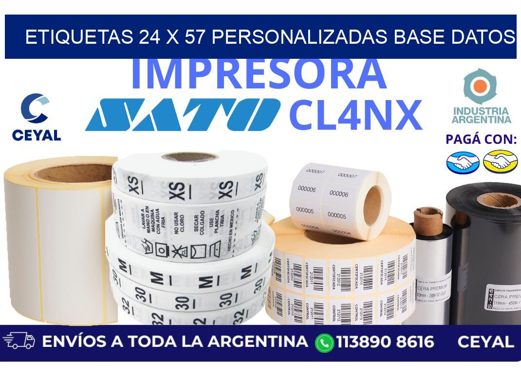 etiquetas 24 x 57 personalizadas base datos