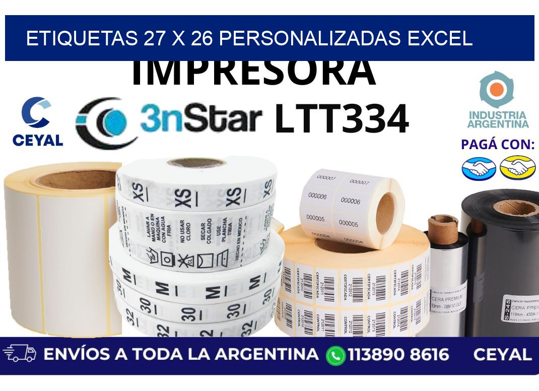 etiquetas 27 x 26 personalizadas excel