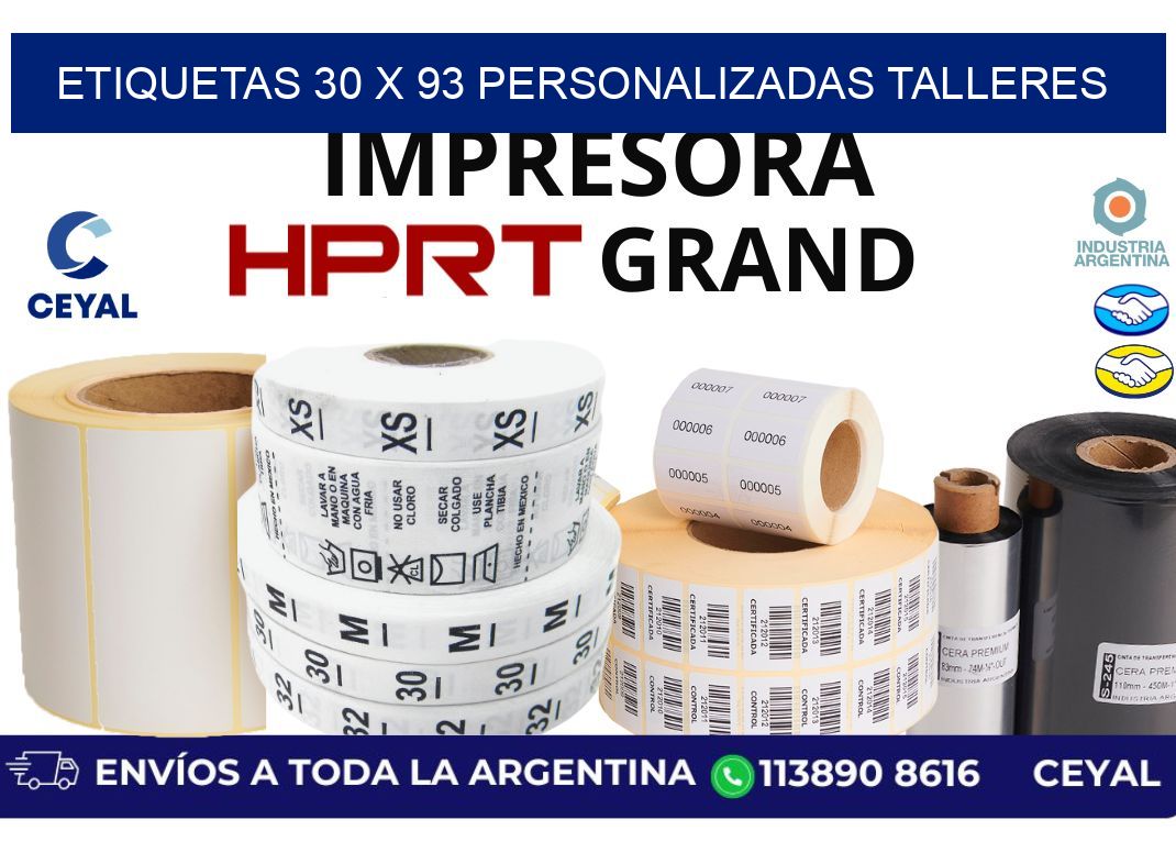etiquetas 30 x 93 personalizadas talleres