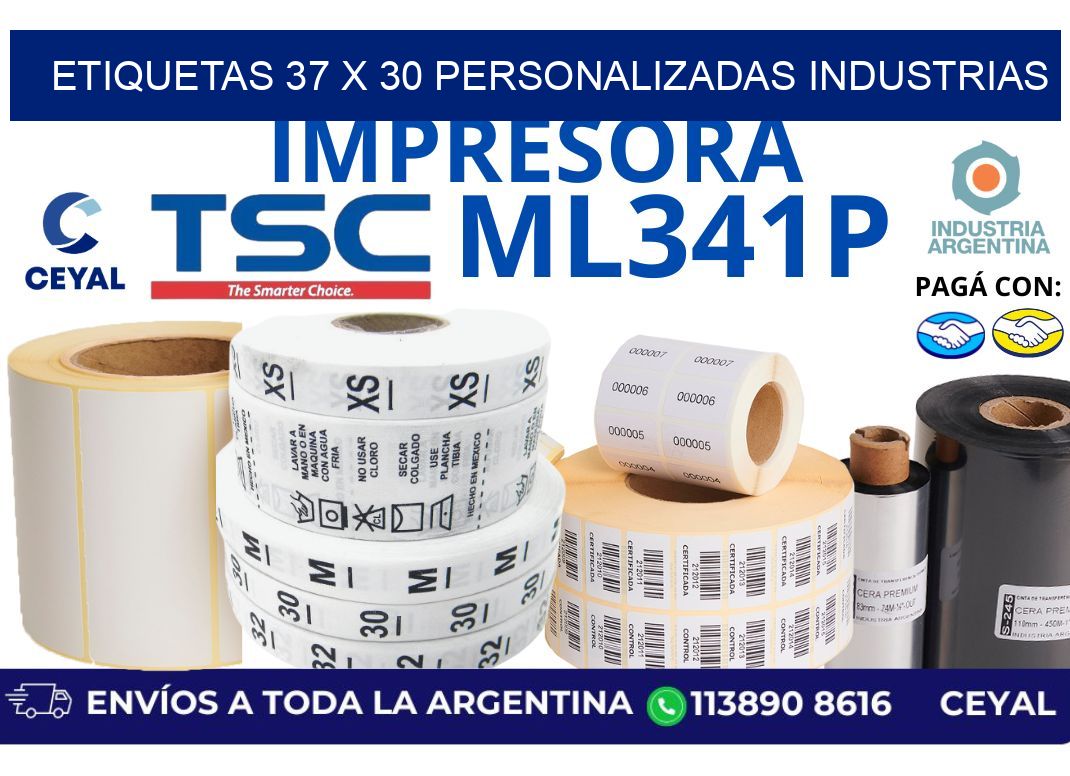 etiquetas 37 x 30 personalizadas industrias