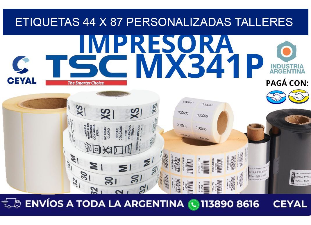etiquetas 44 x 87 personalizadas talleres