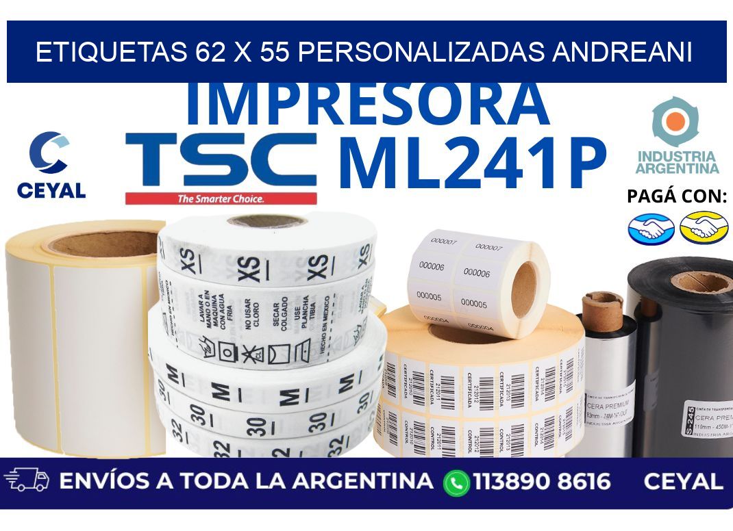 etiquetas 62 x 55 personalizadas andreani