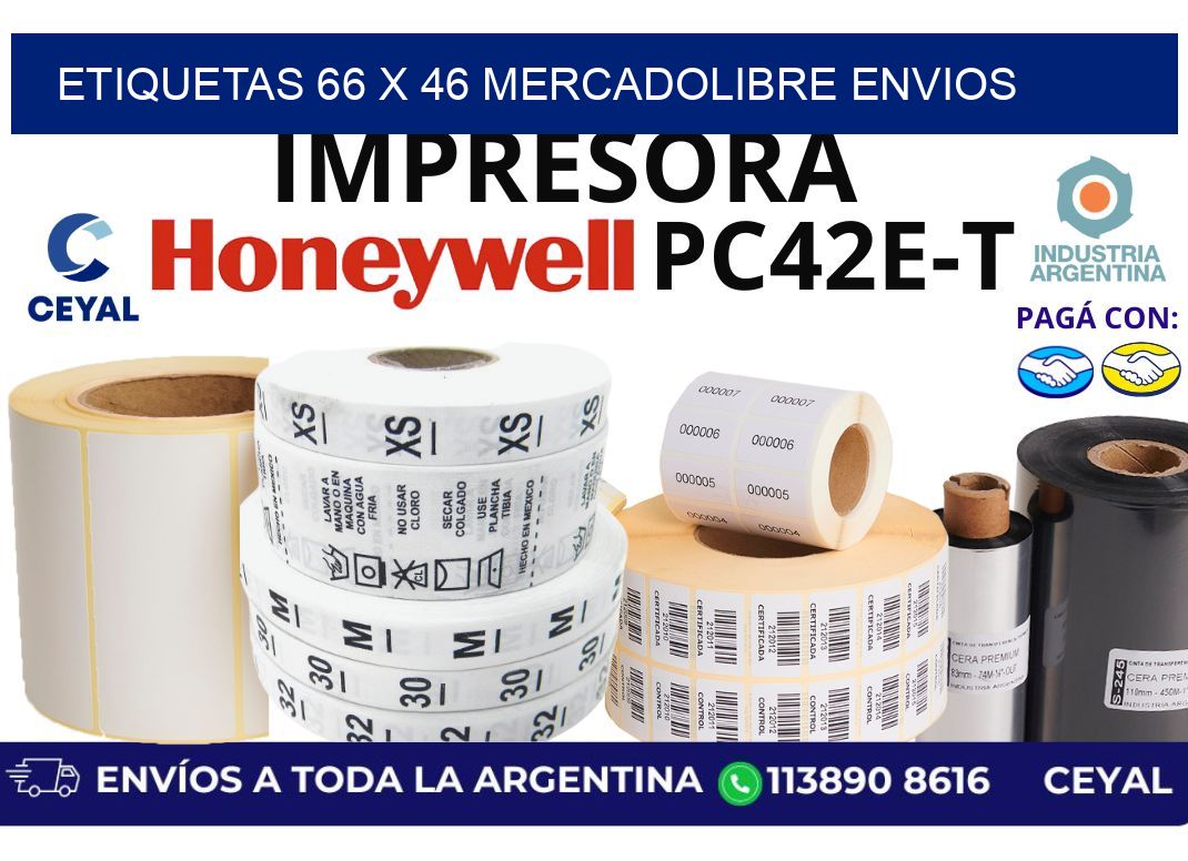 etiquetas 66 x 46 mercadolibre envios