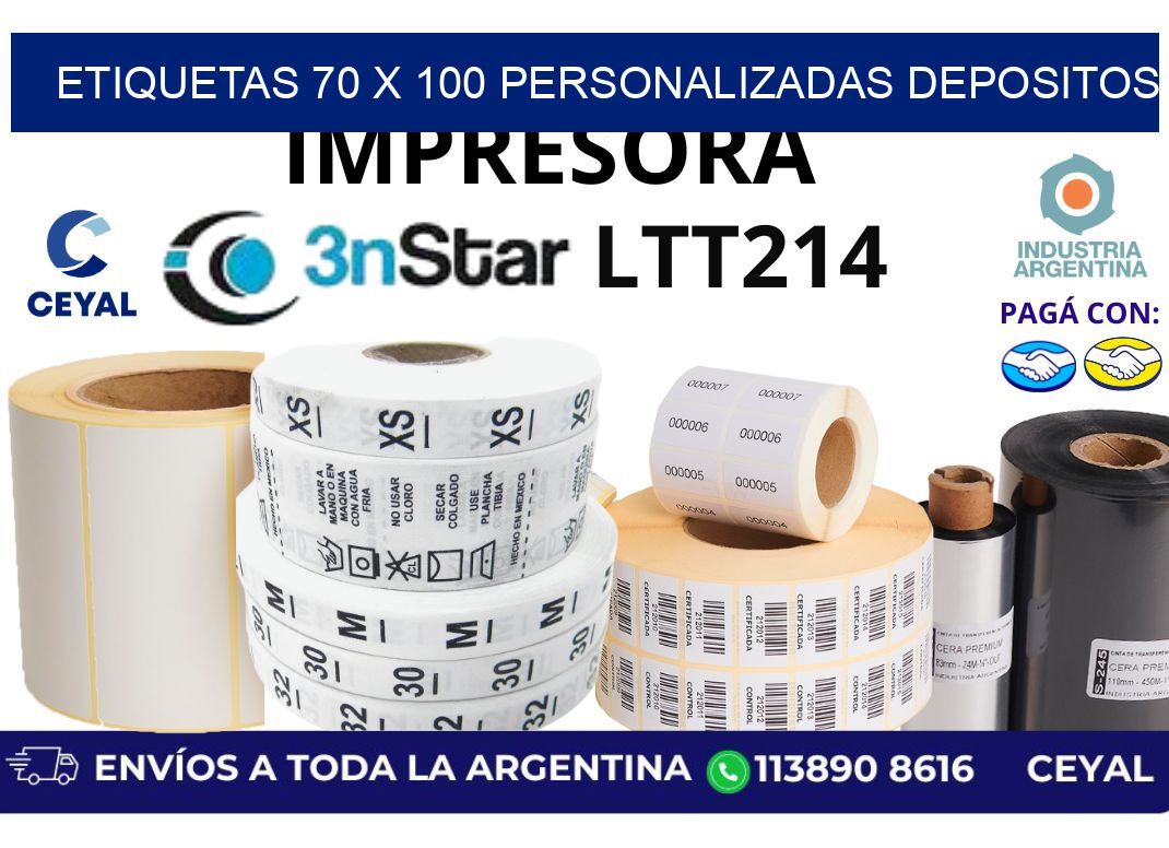 etiquetas 70 x 100 personalizadas depositos