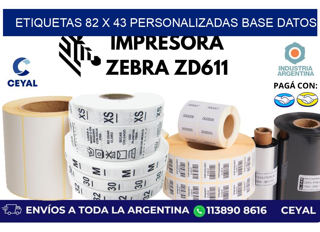 etiquetas 82 x 43 personalizadas base datos