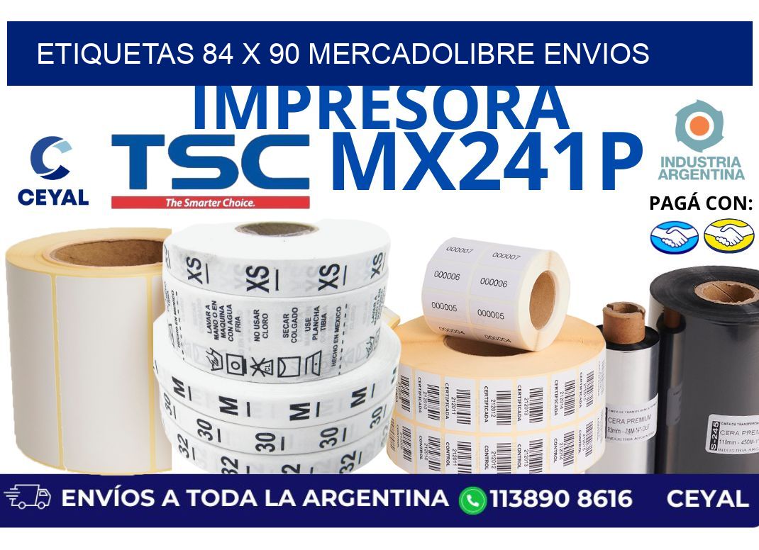 etiquetas 84 x 90 mercadolibre envios