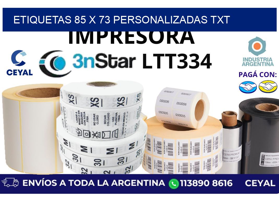 etiquetas 85 x 73 personalizadas txt