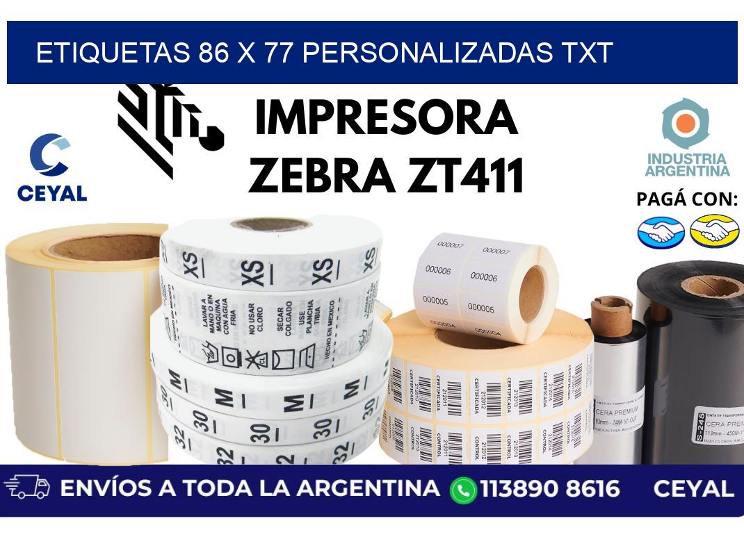 etiquetas 86 x 77 personalizadas txt