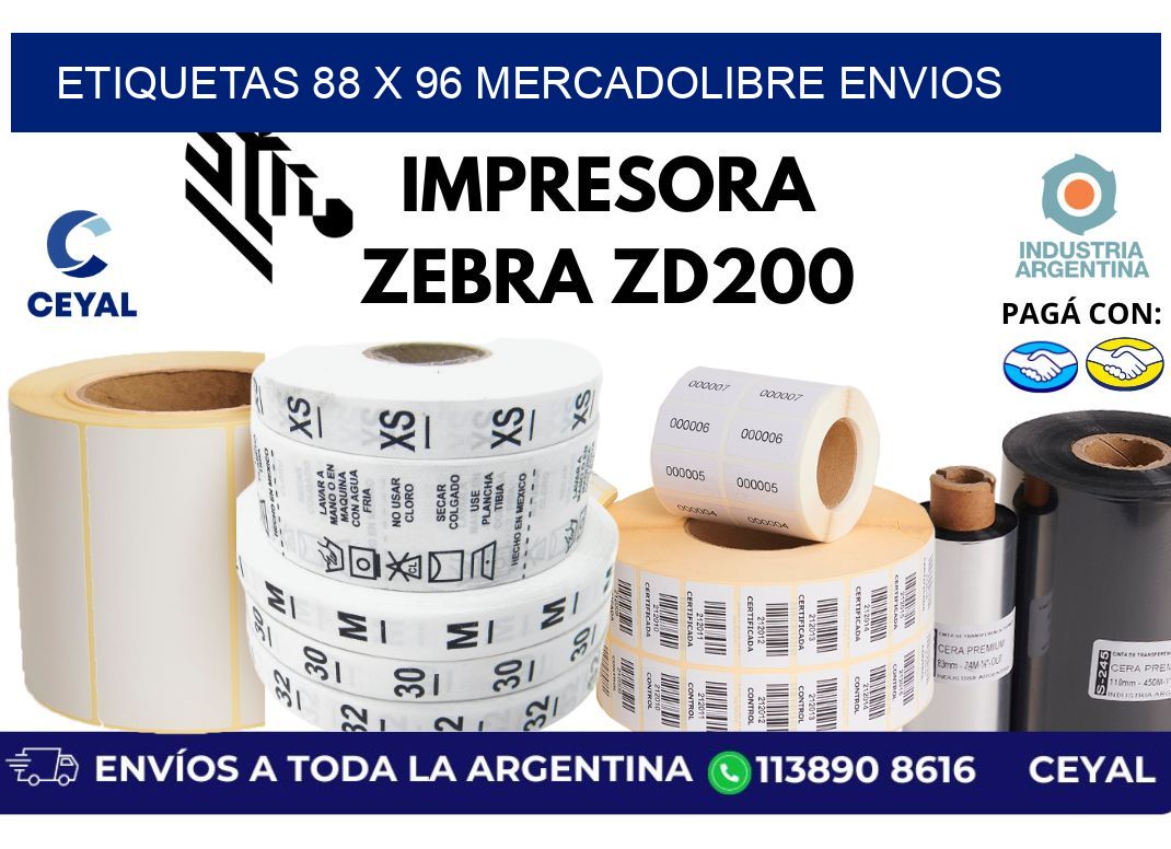 etiquetas 88 x 96 mercadolibre envios