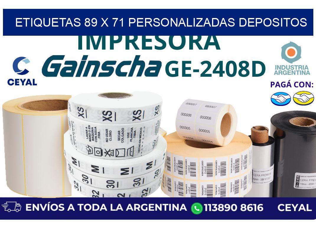 etiquetas 89 x 71 personalizadas depositos