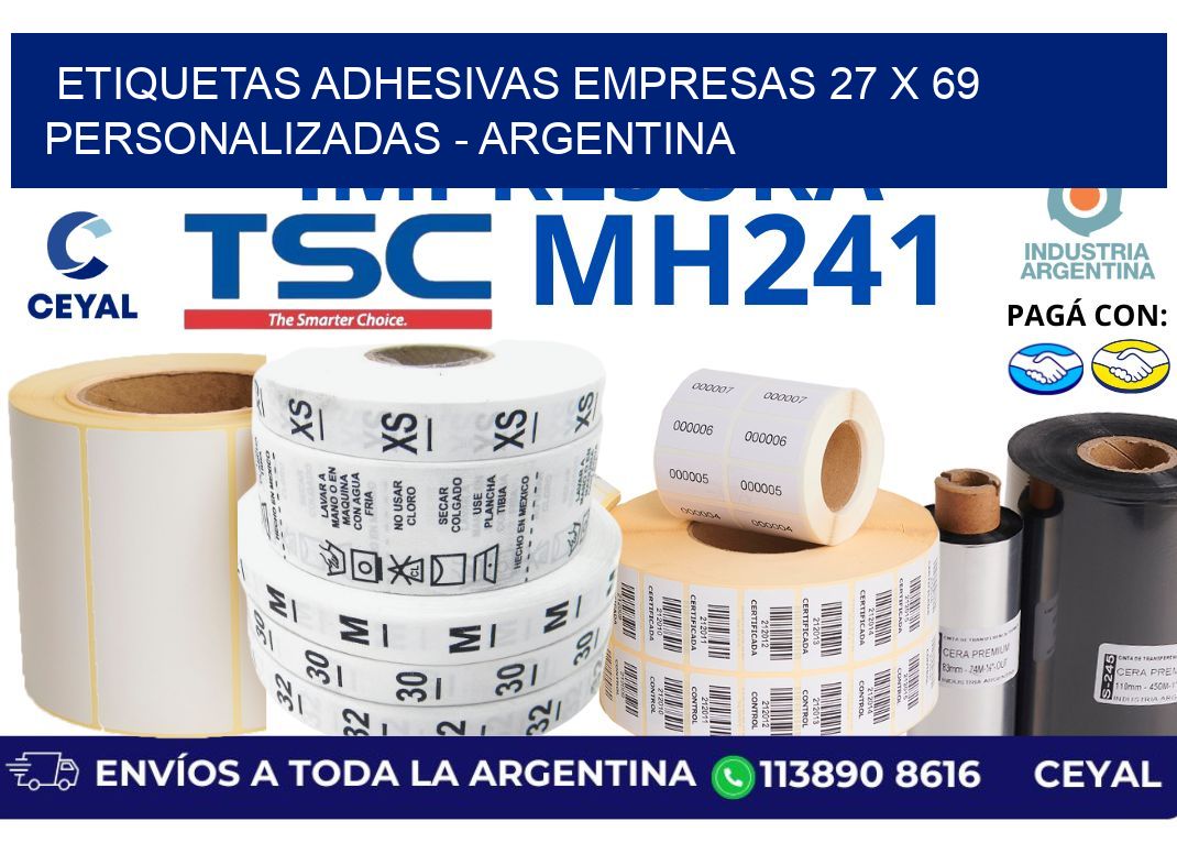 etiquetas adhesivas empresas 27 x 69 personalizadas - Argentina