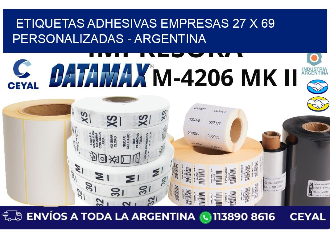 etiquetas adhesivas empresas 27 x 69 personalizadas - Argentina