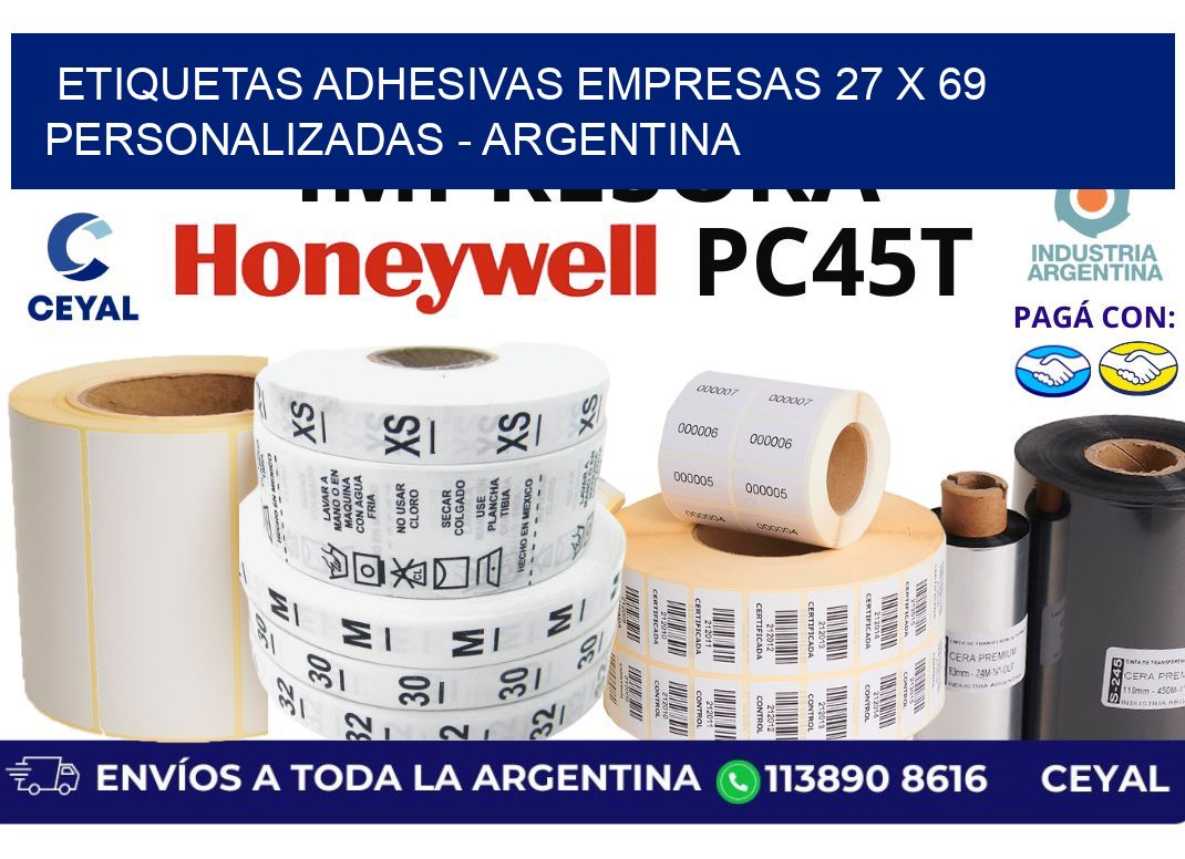 etiquetas adhesivas empresas 27 x 69 personalizadas – Argentina