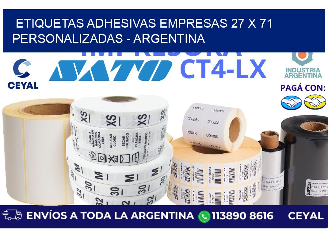 etiquetas adhesivas empresas 27 x 71 personalizadas - Argentina