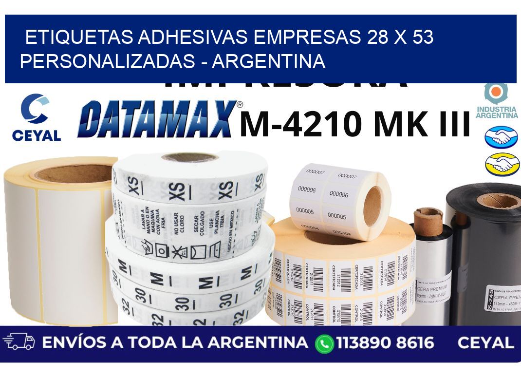 etiquetas adhesivas empresas 28 x 53 personalizadas - Argentina
