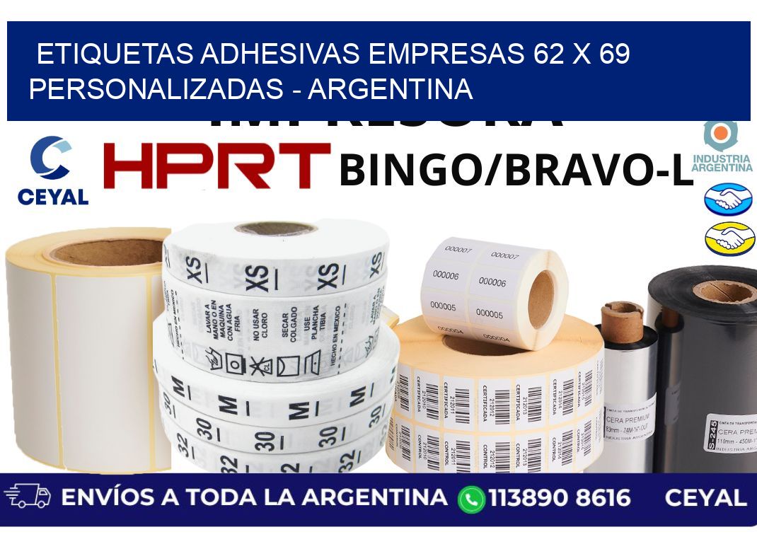 etiquetas adhesivas empresas 62 x 69 personalizadas - Argentina
