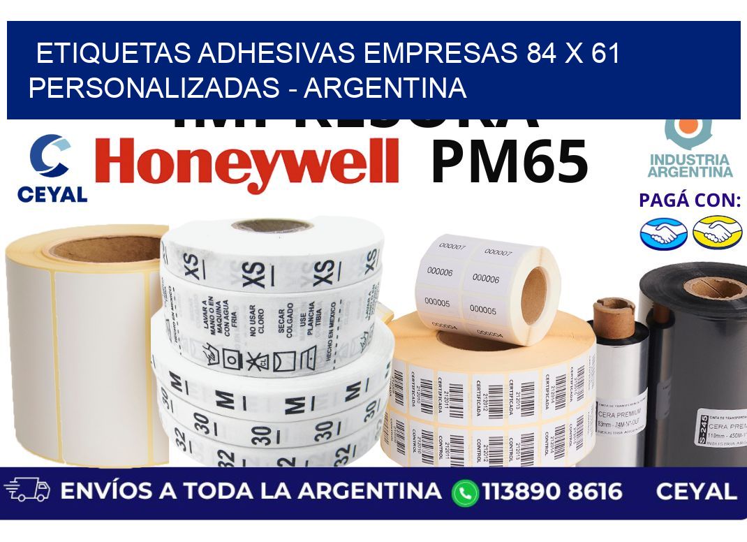 etiquetas adhesivas empresas 84 x 61 personalizadas - Argentina