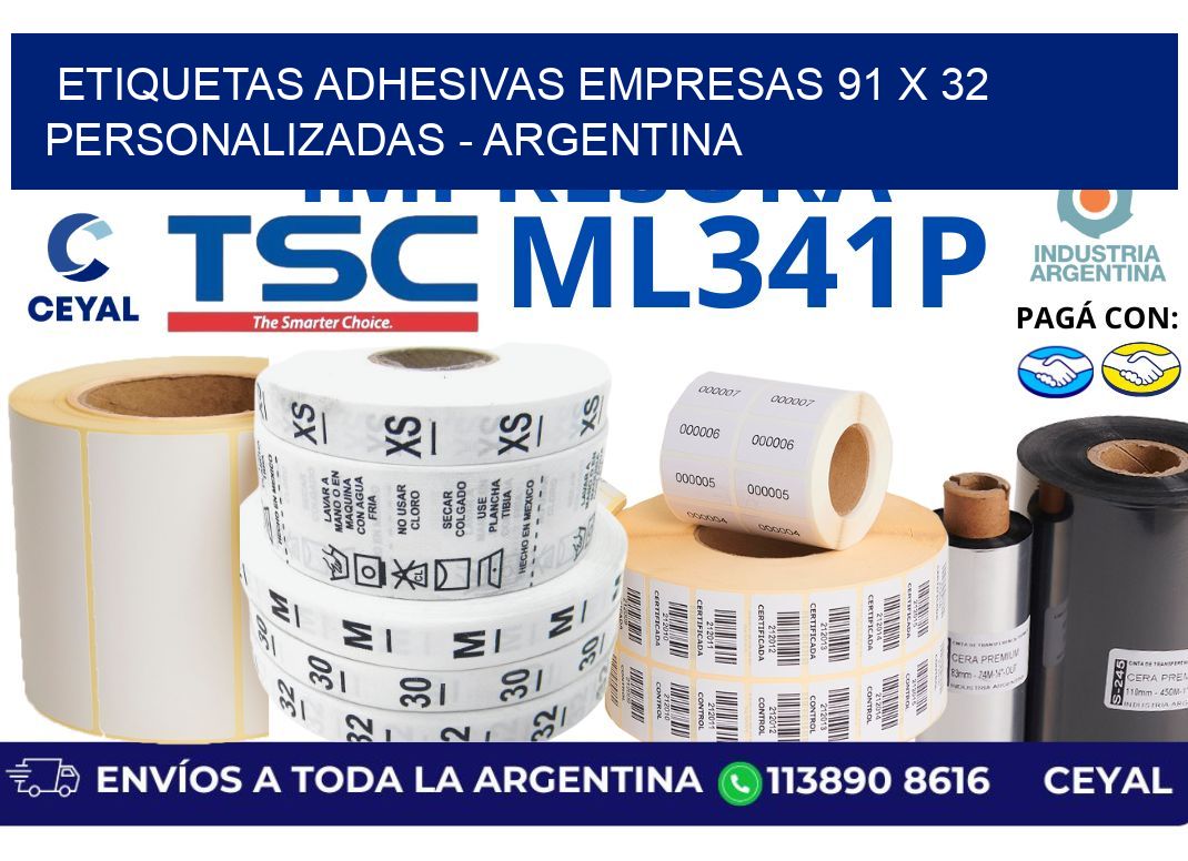 etiquetas adhesivas empresas 91 x 32 personalizadas – Argentina
