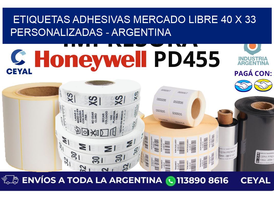 etiquetas adhesivas mercado libre 40 x 33 personalizadas - Argentina