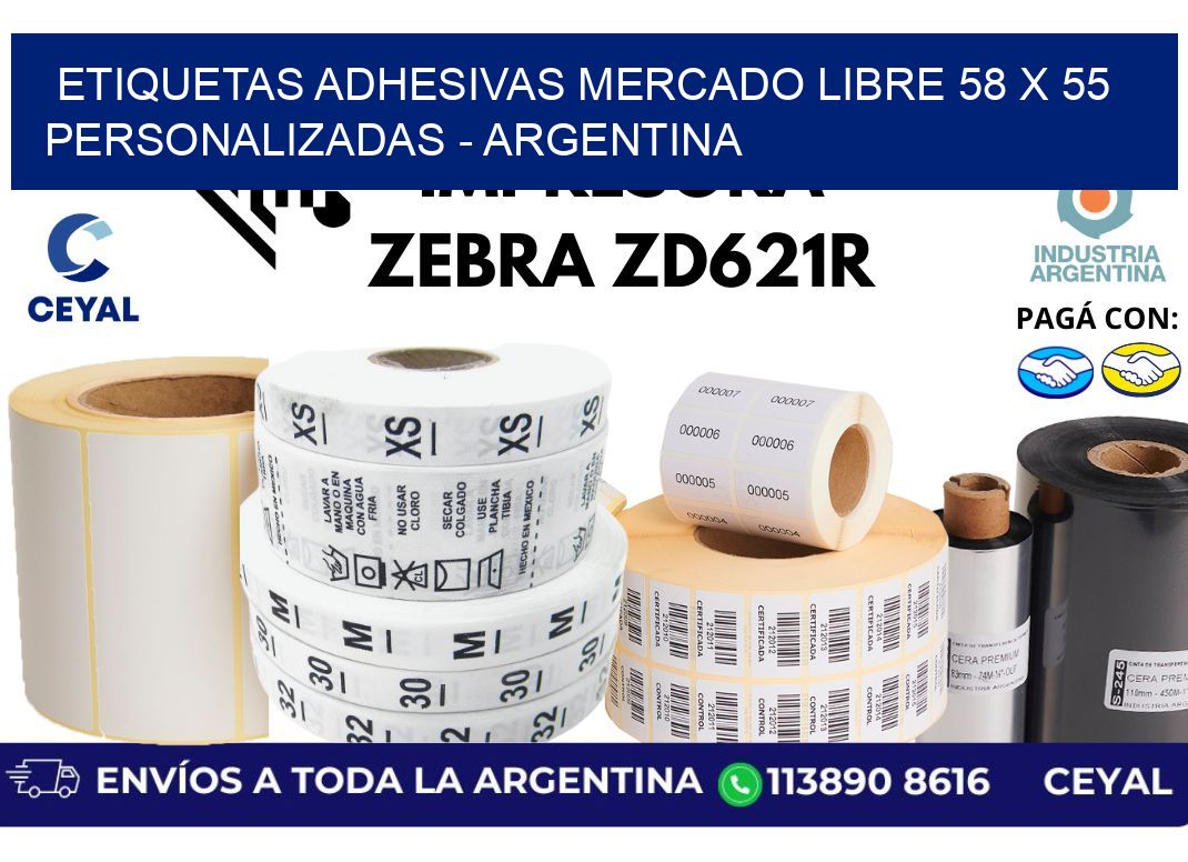 etiquetas adhesivas mercado libre 58 x 55 personalizadas - Argentina