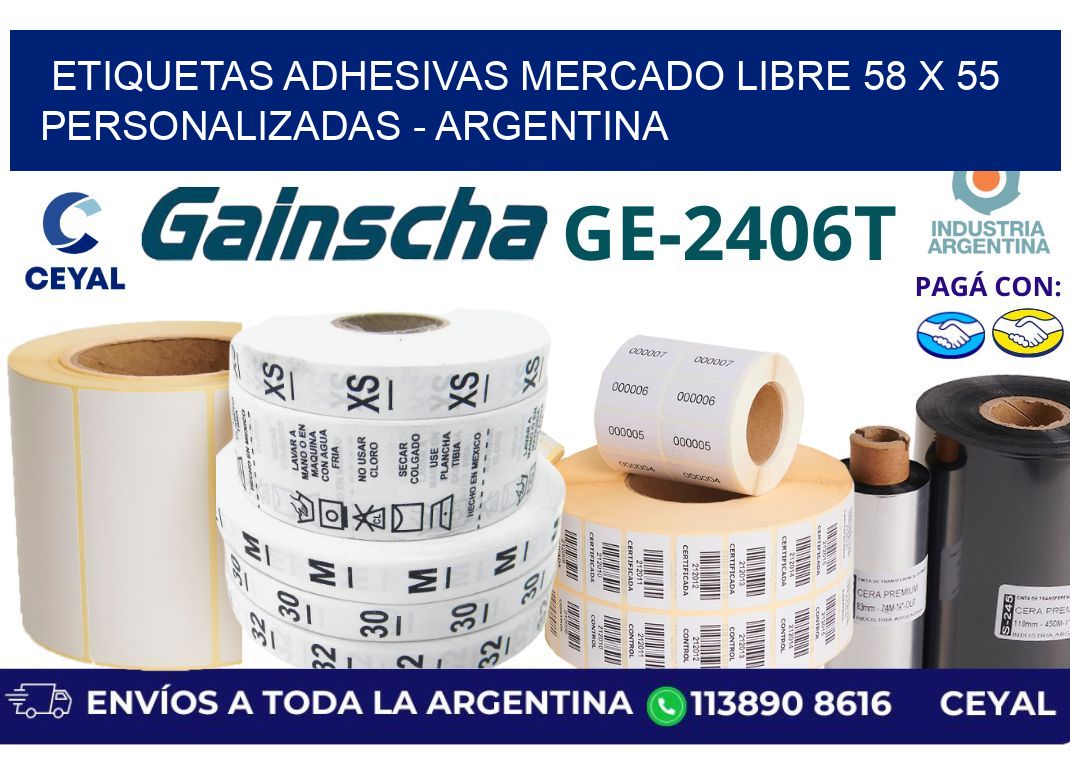 etiquetas adhesivas mercado libre 58 x 55 personalizadas – Argentina