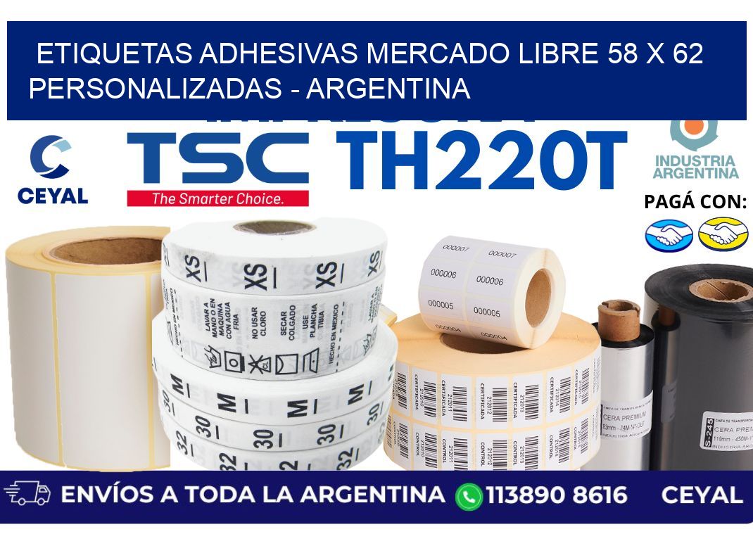 etiquetas adhesivas mercado libre 58 x 62 personalizadas - Argentina