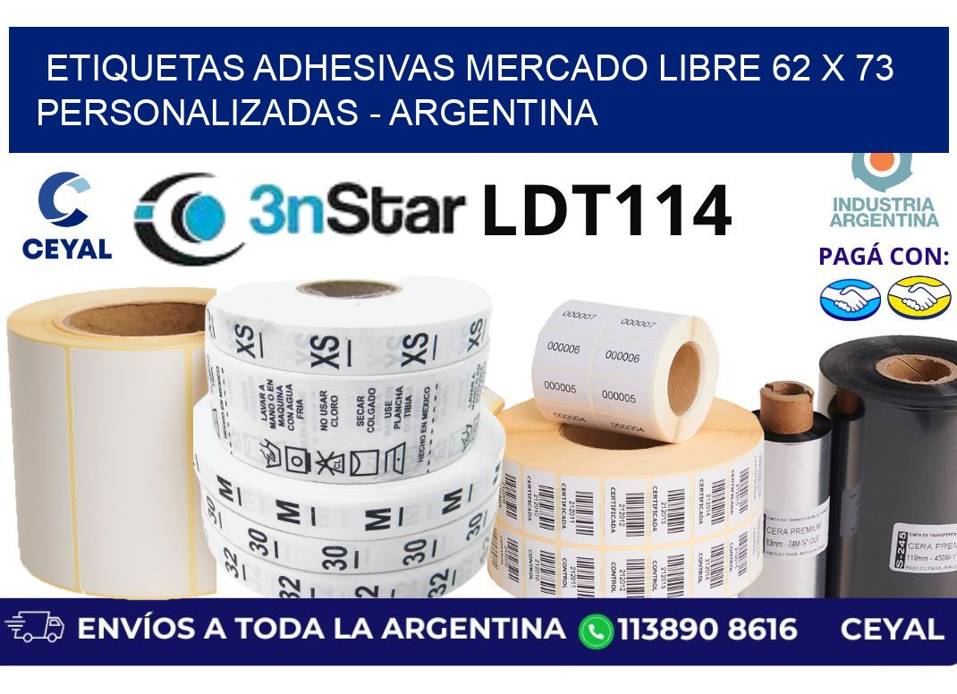 etiquetas adhesivas mercado libre 62 x 73 personalizadas - Argentina