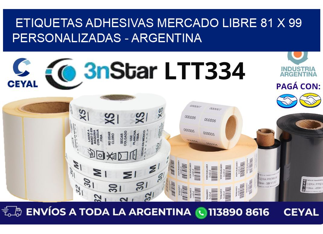 etiquetas adhesivas mercado libre 81 x 99 personalizadas – Argentina