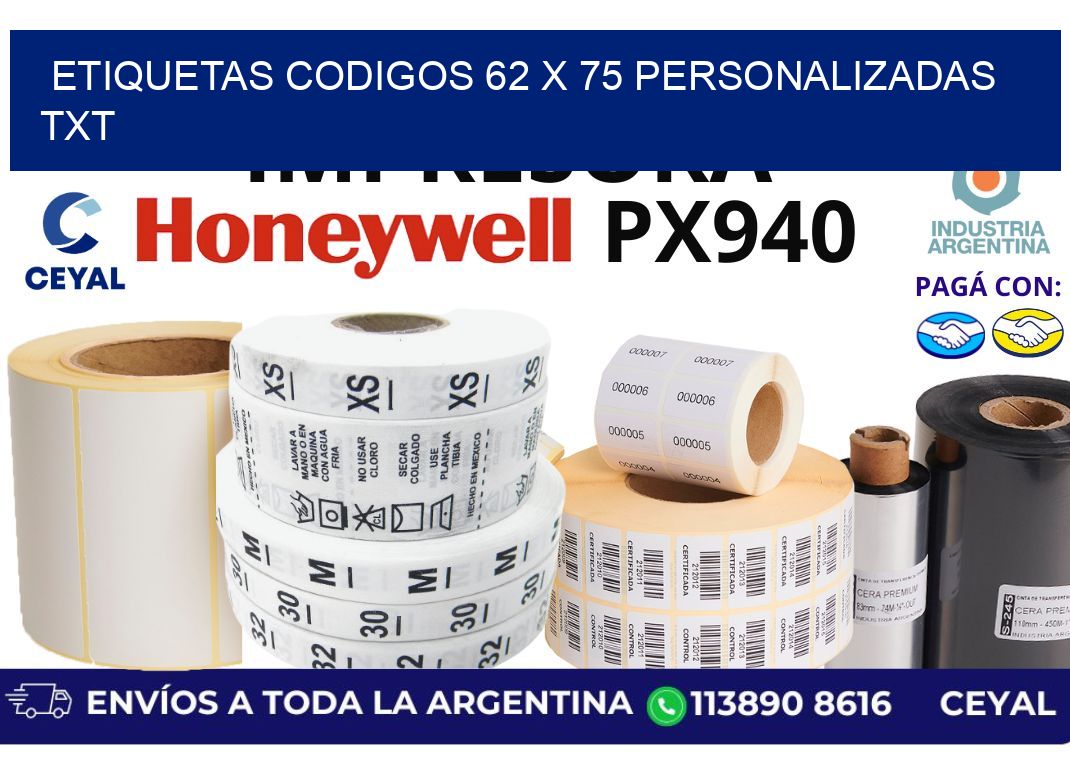 etiquetas codigos 62 x 75 personalizadas txt