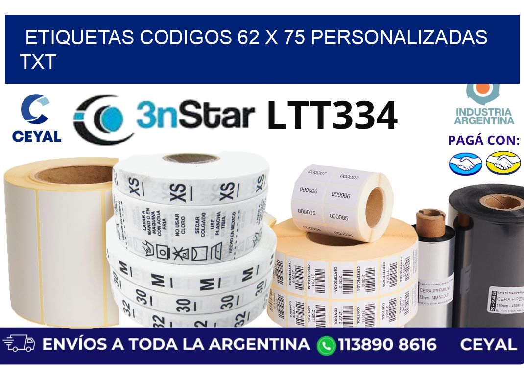 etiquetas codigos 62 x 75 personalizadas txt