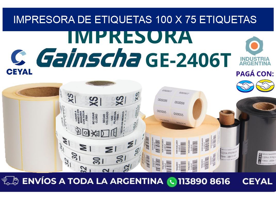 impresora de etiquetas 100 x 75 etiquetas